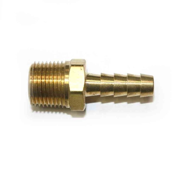 Interstate Pneumatics Brass Hose Barb Fitting, Connector, 5/16 Inch Barb X 3/8 Inch NPT Male End, PK 6 FM65-D6